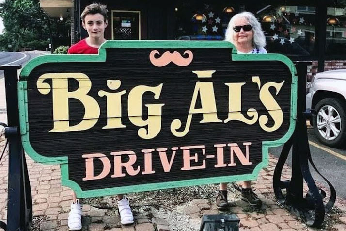 Sam and Mom at Big Al's Drive In